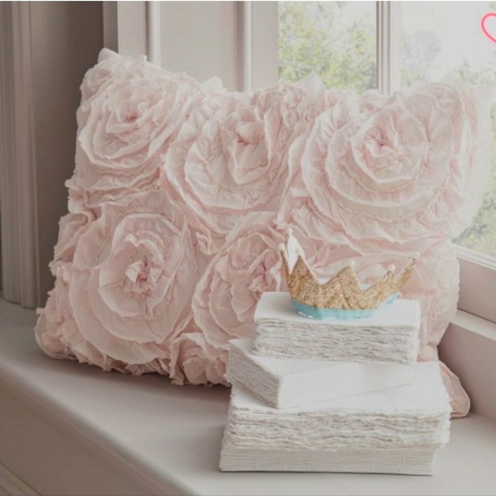 Pink Floral Decorative Pillow
